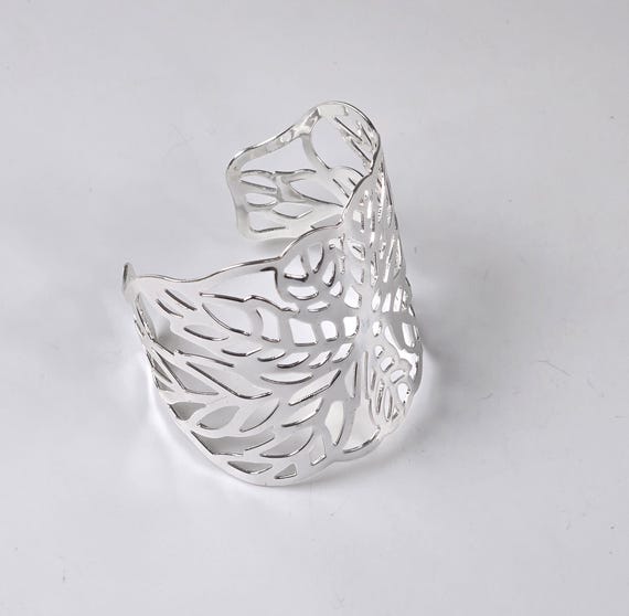 Extra Wide Silver Statement Cuff, Vintage Chunky … - image 7