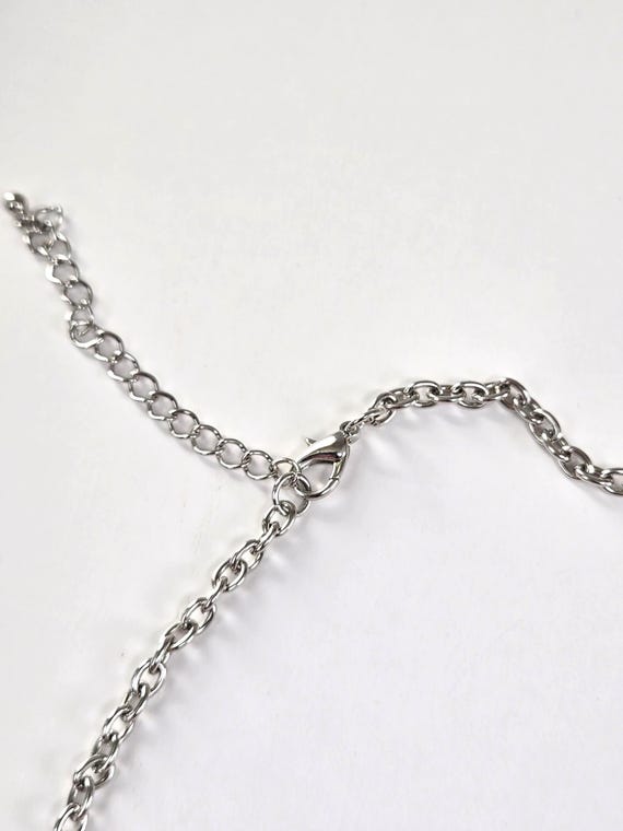 Silver & Opal Bead Cascade Necklace, Large 1990s … - image 7