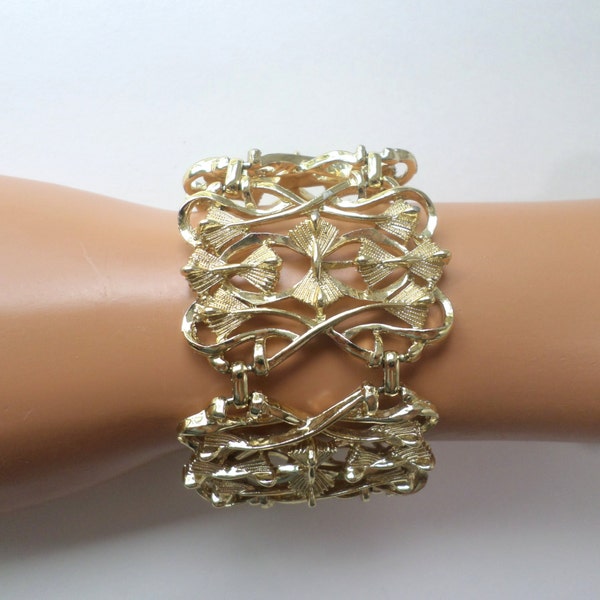 Pulsera ancha de oro de filigrana Extra Vintage de 7 pulgadas de ancho con textura negrita oro pulsera plateada oro pulsera joyería