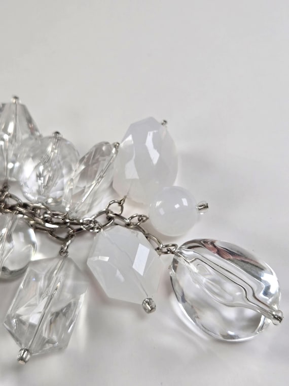 Silver & Opal Bead Cascade Necklace, Large 1990s … - image 4