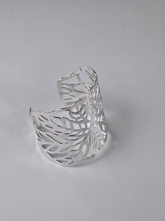 Extra Wide Silver Statement Cuff, Vintage Chunky … - image 5