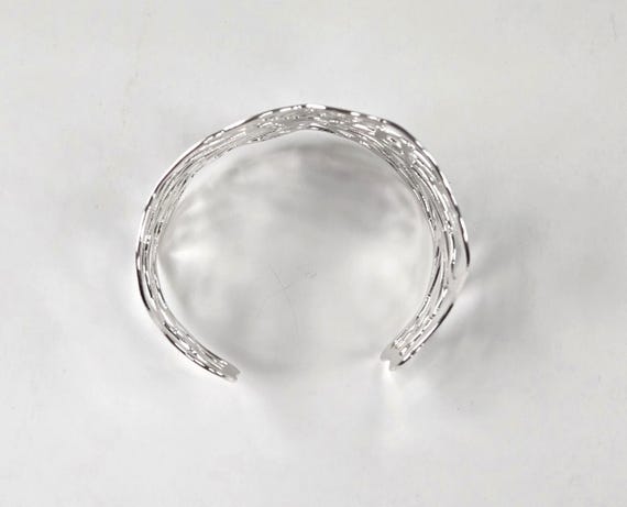Extra Wide Silver Statement Cuff, Vintage Chunky … - image 3