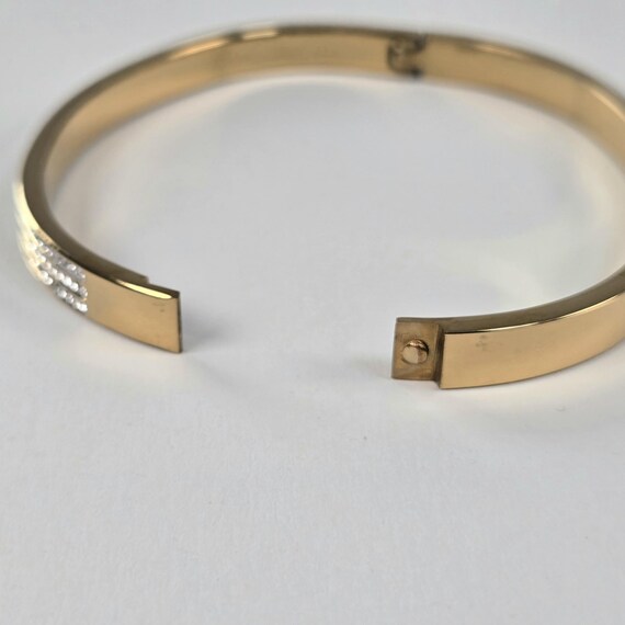 Rhinestone Gold Tone Bangle, Thin Stacking Bracel… - image 5