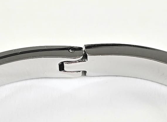 Silver Vintage Hinged Bangle, Pavé Rhinestone Bra… - image 4