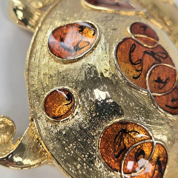 Extra Large Turtle Brooch Champleve Enamel Gold D… - image 11