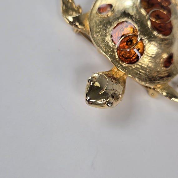 Extra Large Turtle Brooch Champleve Enamel Gold D… - image 7
