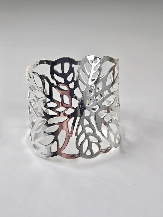 Extra Wide Silver Statement Cuff, Vintage Chunky … - image 9