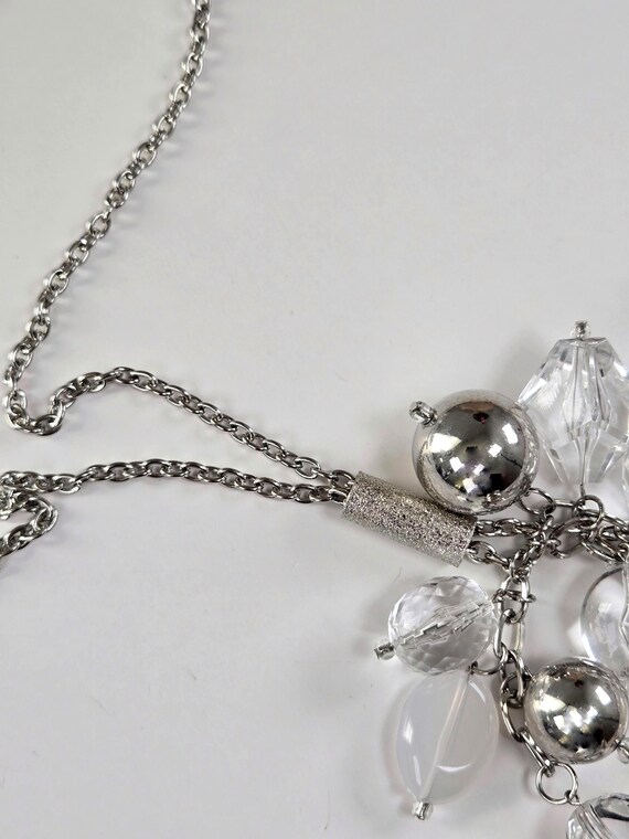 Silver & Opal Bead Cascade Necklace, Large 1990s … - image 5