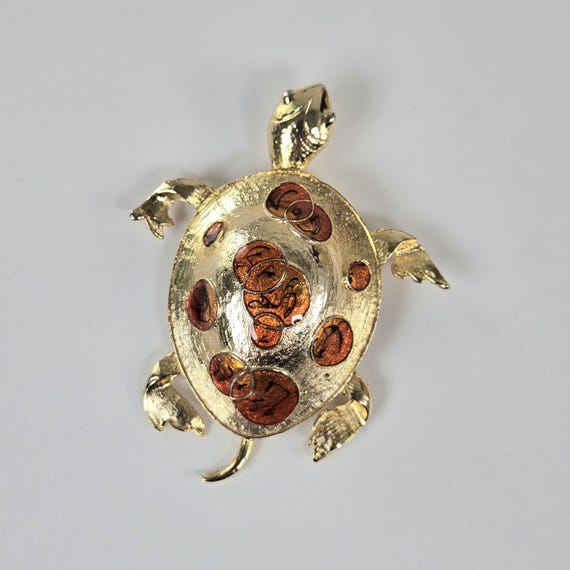 Extra Large Turtle Brooch Champleve Enamel Gold D… - image 15