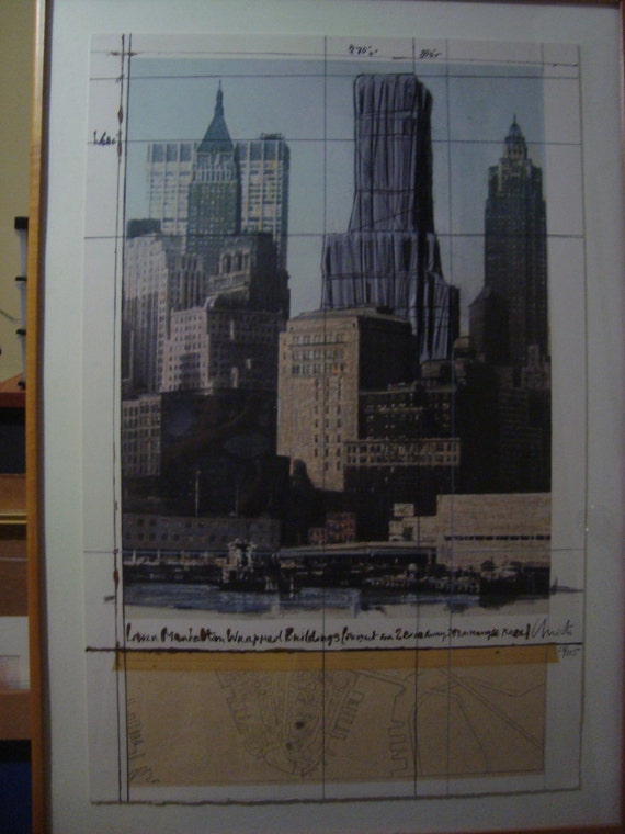 Christo and Jean Claude Silver Framed Wall of Drum Barrels Paris France Made to Order 15x12