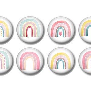 Set of 8, Watercolor Rainbow Knobs, Knobs, Rainbow Knobs, Dresser Drawer Knobs, Drawer Knobs, Children&#39;s Knobs, Nursery Decor
