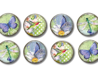 Set of 8, Vintage Butterfly Dragonfly Hummingbird Knobs, Cabinet Knobs, Desk Knobs, Dresser Drawer Knobs, Drawer Knobs, Pulls