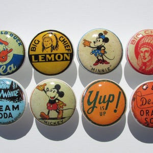 Juego de 8 perillas de tapa de botella de gaseosa vintage, perillas de cocina, perillas de gabinete, perillas de cajón de tocador, perillas de cajón, tiradores