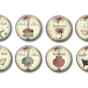 Set of 8, Vintage Paris Bathroom Knobs, Bathroom Vanity Knobs, Bath Knobs, Drawer Knobs