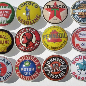 Set of 12, Vintage Gas Station Oil Can Knobs, Automotive, Oil Companies, Garage, Cabinet Knobs, Dresser Drawer Knobs, Drawer Knobs, Pulls