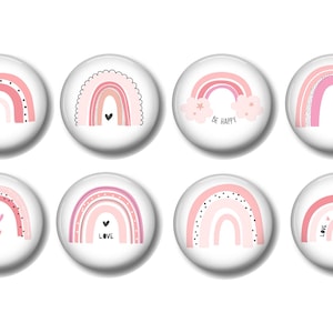 Set of 8, Pink Rainbow Knobs, Rainbow Knobs, Dresser Drawer Knobs, Drawer Knobs, Girls Knobs, Children&#39;s Knobs, Nursery Decor