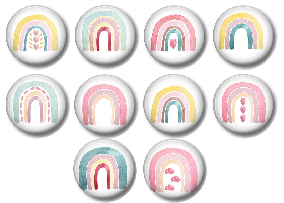 Set of 10, Watercolor Rainbow Knobs, Rainbow Knobs, Nursery Decor, Girls Knobs, Childrens Knobs