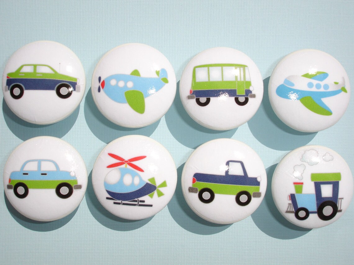 Set of 8 Boys Transportation Dresser Drawer Knobs Planes Etsy