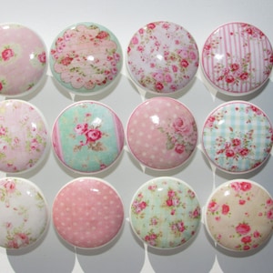 Set of 12, Shabby Pink Rose Knobs, Vintage Rose Knobs, Cottage Knobs, Drawer Knobs, Dresser Drawer Knobs, Cabinet Knobs, Group 2