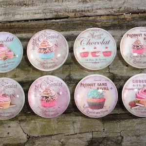 Set of 8, Vintage Paris Pastry Cupcake Knobs, Bakery, Kitchen Cabinet Knobs, Dresser Drawer Knobs, Drawer Knobs, Pulls