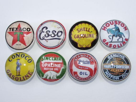 Set Of 8 Vintage Gas Station Oil Can Cabinet Dresser Drawer Etsy