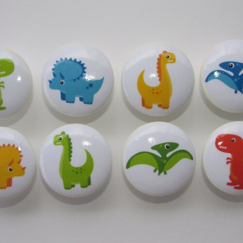 Set of 8, Bright Color Dinosaur Knobs, Dinosaur Knobs, Drawer Knobs, Dresser Drawer Knobs, Boys Knobs, Boys Room, Nursery Decor
