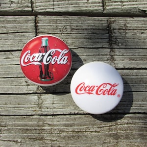 Set of 8, Vintage Cola Ad Prints Knobs, Cabinet Knobs, Dresser Drawer Knobs Drawer Knobs, Pulls, Price is for Eight Knobs