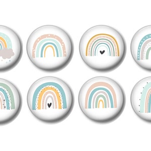 Set of 8, Happy Pastel Rainbow Knobs, Rainbow Knobs, Boys Knobs, Girls Knobs, Nursery Decor, Dresser Drawer Knobs, Pastel Color Knobs