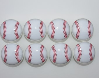 Set of 8, Baseball Knobs, Sports Knobs, Boys Knobs, Childrens Knobs, Nursery Decor, Playroom, Drawer Knobs, Dresser Drawer Knobs, Pulls