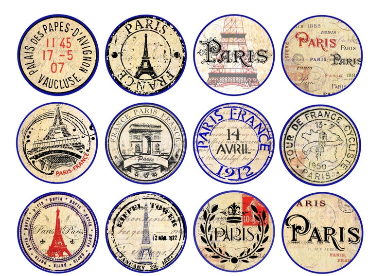 Paris France Postmark Eiffel Tower Cabinet Door Dresser Drawer Etsy