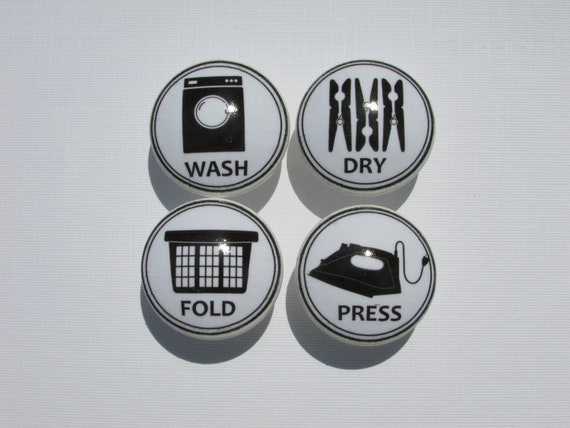 Vintage Laundry Room Wash Dry Fold And Press Cabinet Knobs Set Of 4
