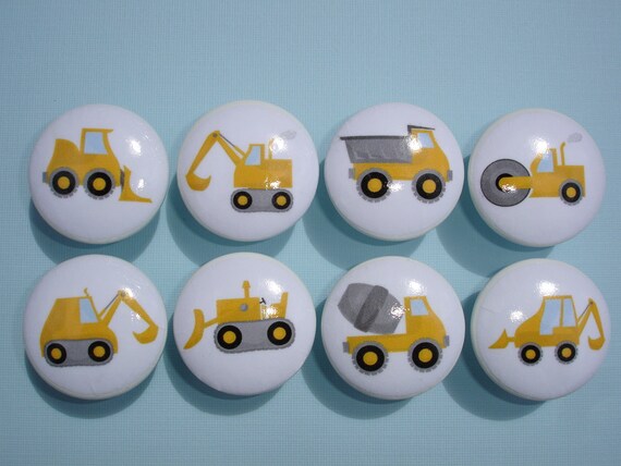 Set Of 8 Boys Construction Dresser Drawer Knobs Etsy