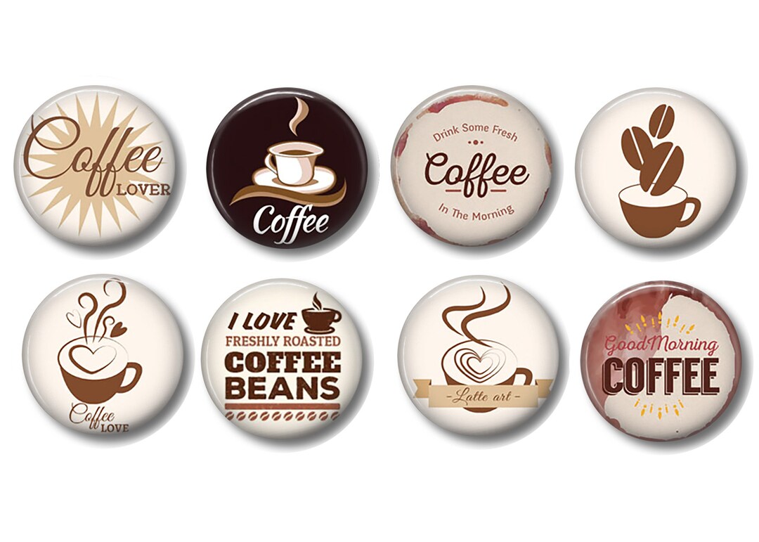 Set of 8, Retro Kitchen Coffee Knobs, Vintage Knobs, Coffee Bar