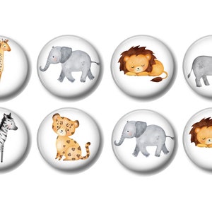 Set of 8, African Safari Jungle Animal Knobs, Safari Knobs, Jungle Knobs, Drawer Knobs, Dresser Drawer Knobs, Nursery Decor, Kids Knobs