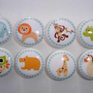 Set of 8, Jungle Safari Animals Knobs, Safari Knobs, Jungle Knobs, Dresser Drawer Knobs, Drawer Knobs, Boys Knobs, Nursery Decor, Kids Knobs