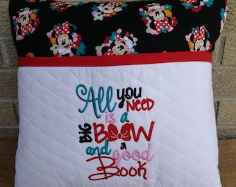 Minnie Mouse  Reading Pillow -Embroidered - Travel Pillow Storybook Pillow