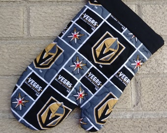 Vegas Golden Knights- BBQ Mitt Kitchen - Oven  Mitt- Handmade - Unisex- Quilted  Choose Right or Left Hand