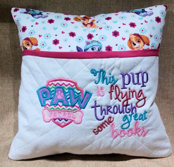 Reading PillowEmbroidered Pocket PillowTravel PillowStorybook Pillow