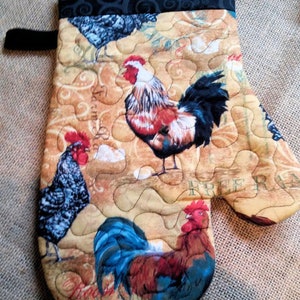 Set of Potholders Farmhouse Rooster Chicken Pot Holder Farmhouse Kitchen Handmade Embroidered & Quilted Potholder Trivets image 5
