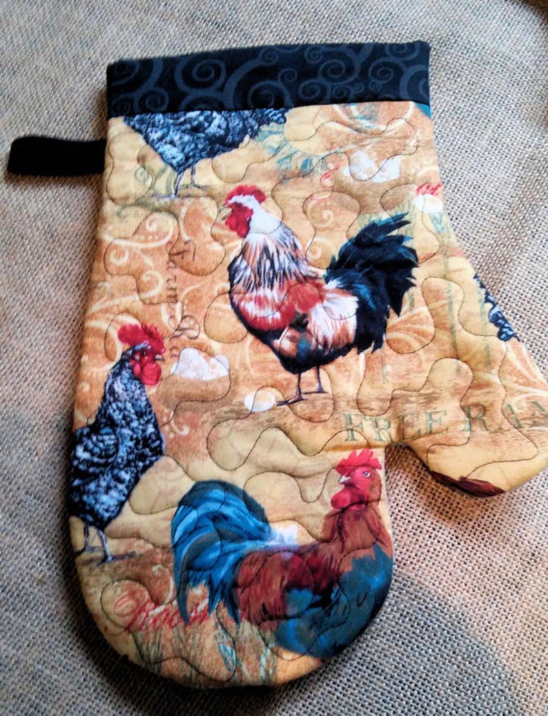 Set of Potholders Farmhouse Rooster Chicken Pot Holder Farmhouse Kitchen Handmade Embroidered & Quilted Potholder Trivets image 5