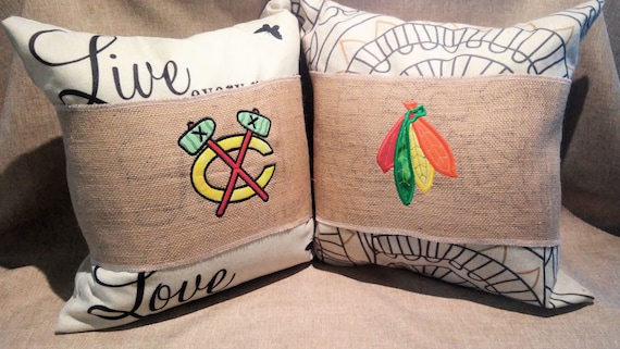 Chicago Blackhawks Hockey Burlap Pillow Wrap Pillow Etsy