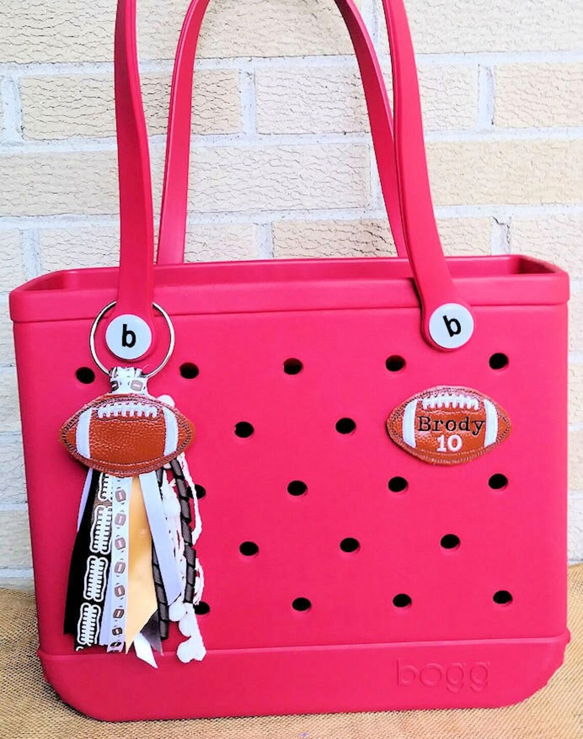 Football Bogg Bag Tag Purse Charm Personalized Football Etsy