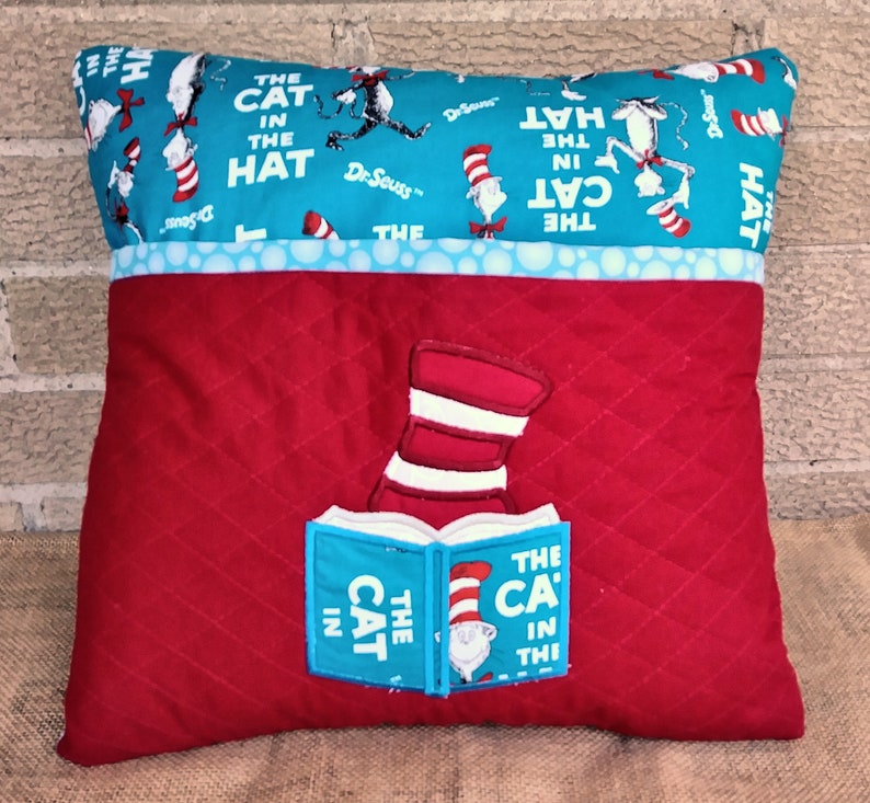 Reading Pillow Cat in the Hat Dr Seuss Child's Reading Etsy