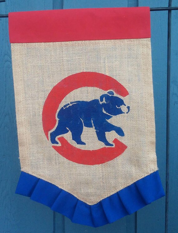 Chicago Cubs Cubbie Bear Burlap Garden Flag Door Hanger Etsy