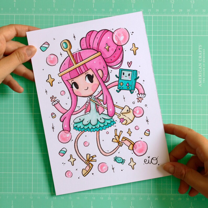A5 Imprimée Fille Bubblegum Princesse Print Fanart Illustration Mignon Mignon Bubblegum Kawaii Impression Décor