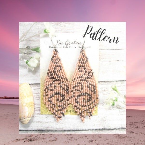 Swirls 2 Drop Seed Bead Brick-Stitch Tassel Fringe Earring Pattern