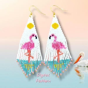 Flamingo Delica Seed Bead 2 Drop Brick Stitch Earring Pattern
