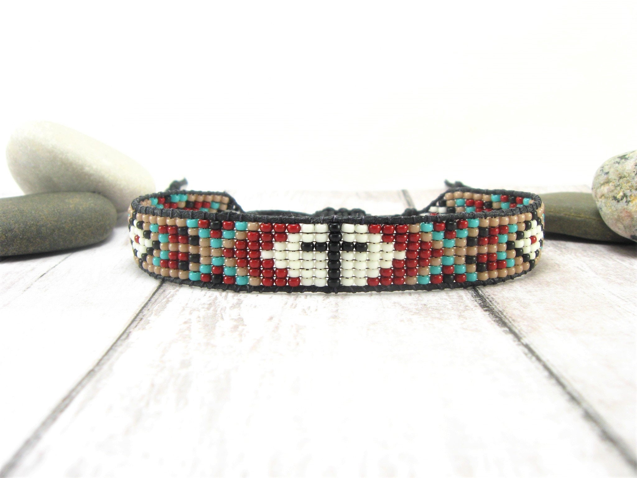 Southwest Geometric Bead Loom Woven Bracelet – Tower Creations