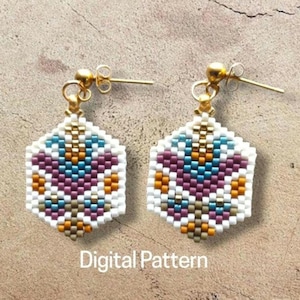 Lily Folk Art Odd-Count Peyote or Brick Stitch Earring Pattern