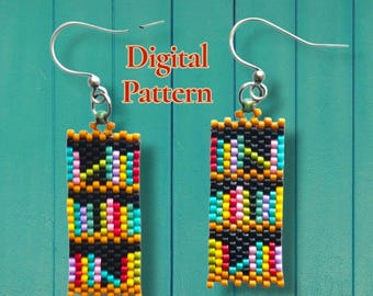 Library Bookshelf Odd Count Peyote or Brick Stitch Earring Pattern